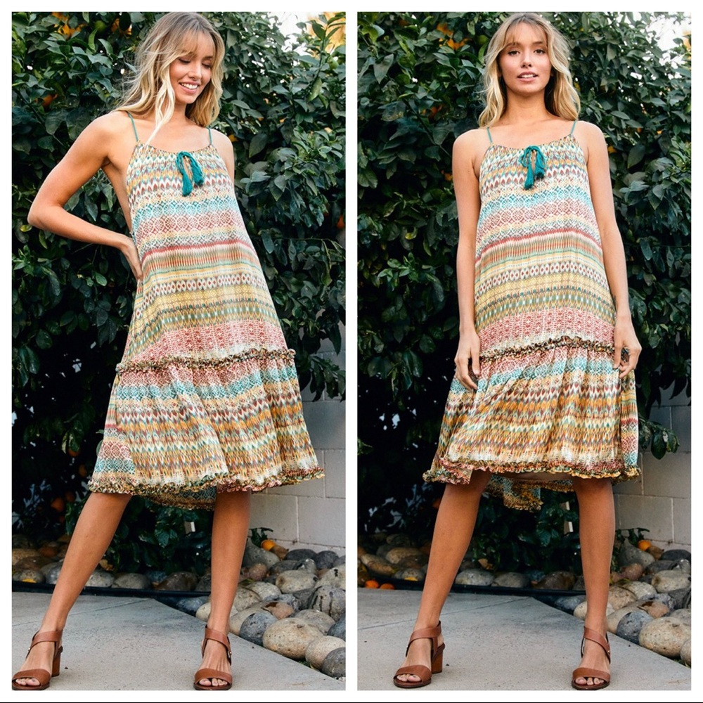 Aztec Print Tassel Tie-front dress - Picture 3 of 5